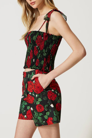 Crop top - Twinset - Negro, rojo y verde