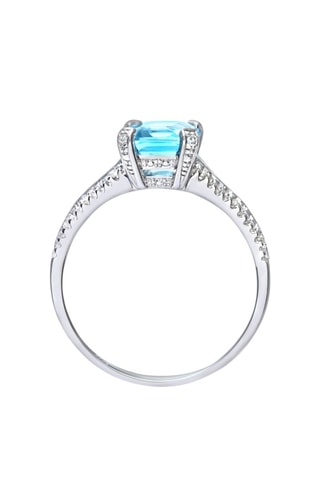 Anillo - Oro blanco, diamantes y topacio