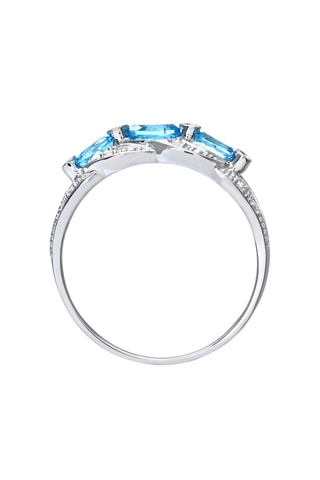 Anillo - Oro blanco, diamantes y topacios
