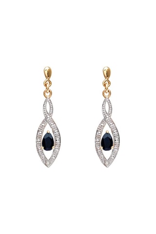 Pendientes - Oro amarillo, zafiros y diamantes