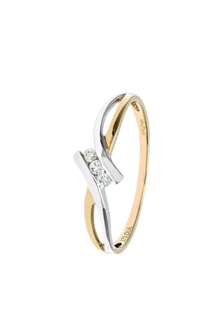 Anillo  - Oro blanco, oro amarillo y diamantes
