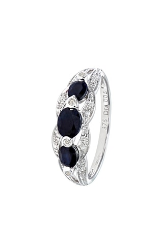 Anillo - Oro blanco, zafiros y diamantes