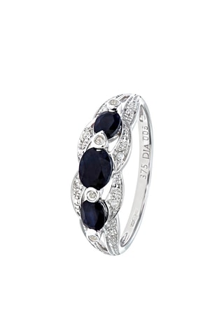 Anillo - Oro blanco, zafiros y diamantes