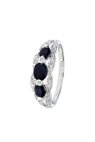 Anillo - Oro blanco, zafiros y diamantes