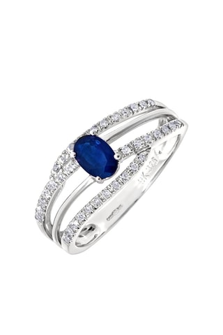 Anillo - Oro blanco, diamantes y zafiro