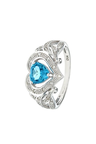 Anillo - Oro blanco, topacio y diamantes