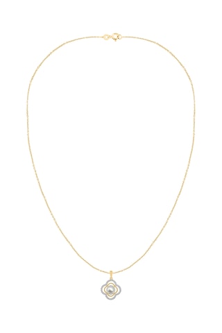 Collar - Oro amarillo, diamantes y perla cultivada de agua dulce