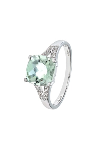 Anillo - Oro blanco, amatista y diamantes