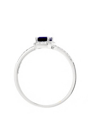Anillo - Oro blanco, diamantes y zafiro