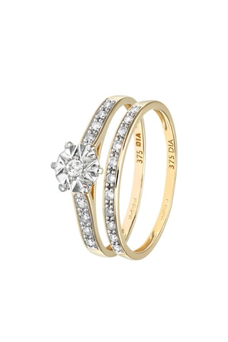 2 alianzas - Oro amarillo y diamantes