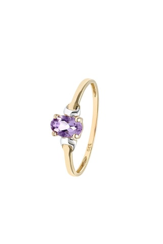 Anillo Oro amarillo, oro blanco y amatista