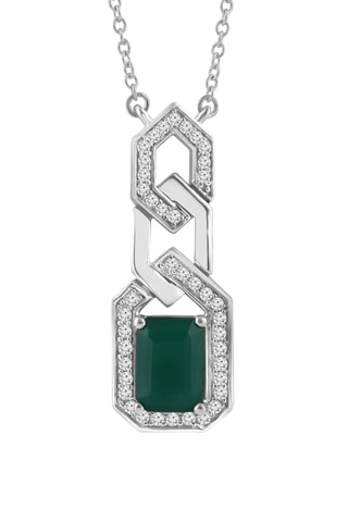 Collar - Oro blanco, ónice y diamantes