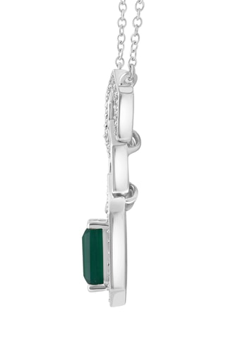 Collar - Oro blanco, ónice y diamantes