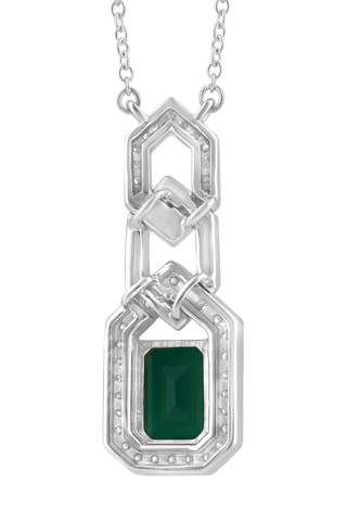 Collar - Oro blanco, ónice y diamantes