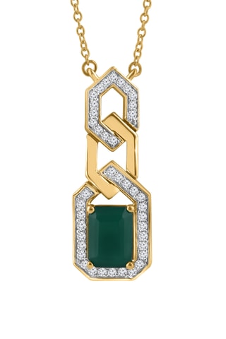 Collar - Oro amarillo, ónice y diamantes