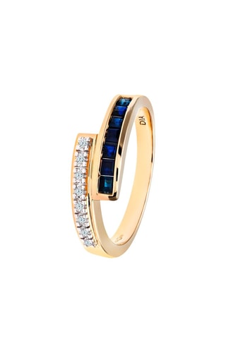 Anillo - Oro amarillo, zafiros y diamantes