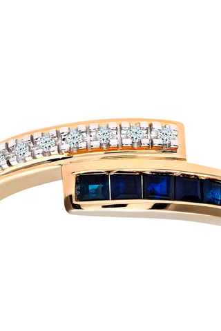 Anillo - Oro amarillo, zafiros y diamantes