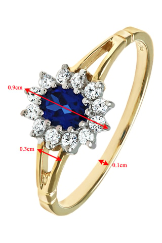 Anillo - Oro amarillo, oro blanco, diamantes y zafiro
