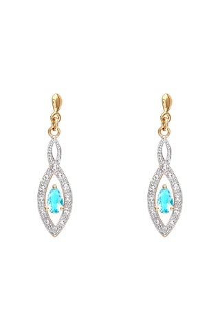 Pendientes - Oro amarillo, diamantes y topacios