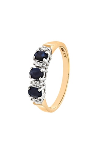Anillo - Oro amarillo, oro blanco, diamantes y zafiros