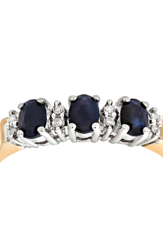 Anillo - Oro amarillo, oro blanco, diamantes y zafiros