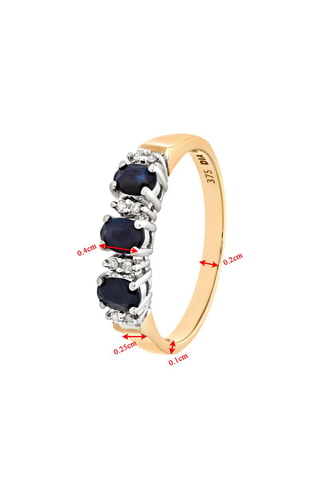 Anillo - Oro amarillo, oro blanco, diamantes y zafiros