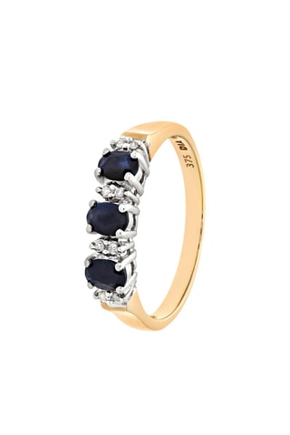 Anillo - Oro amarillo, oro blanco, diamantes y zafiros