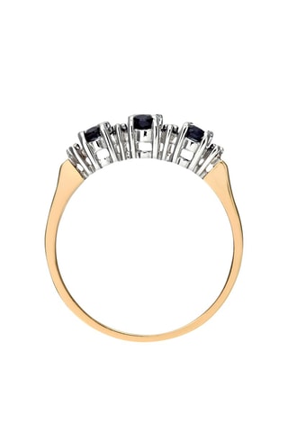 Anillo - Oro amarillo, oro blanco, diamantes y zafiros