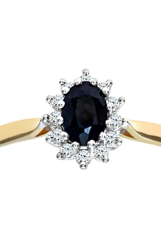 Anillo - Oro amarillo, zafiro y diamantes
