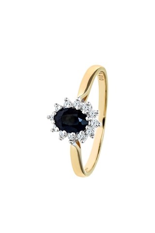 Anillo - Oro amarillo, zafiro y diamantes