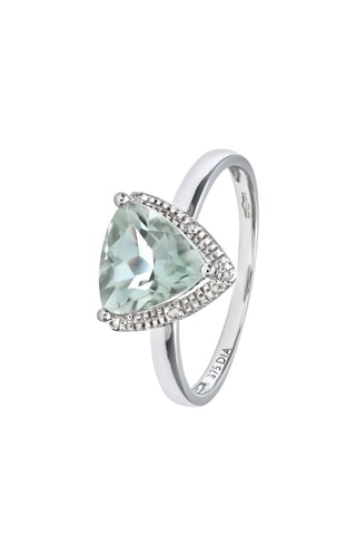 Solitario - Oro blanco, diamantes y amatista
