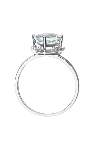 Solitario - Oro blanco, diamantes y amatista