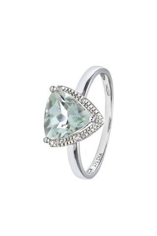 Solitario - Oro blanco, diamantes y amatista