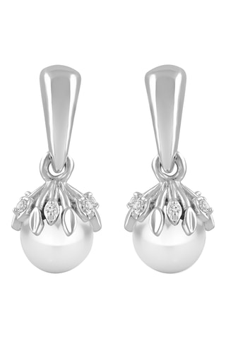 Pendientes - Oro blanco, diamantes y perlas cultivadas de agua dulce