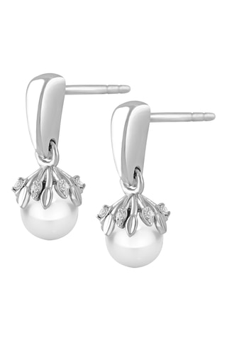 Pendientes - Oro blanco, diamantes y perlas cultivadas de agua dulce