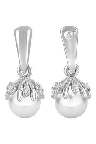 Pendientes - Oro blanco, diamantes y perlas cultivadas de agua dulce