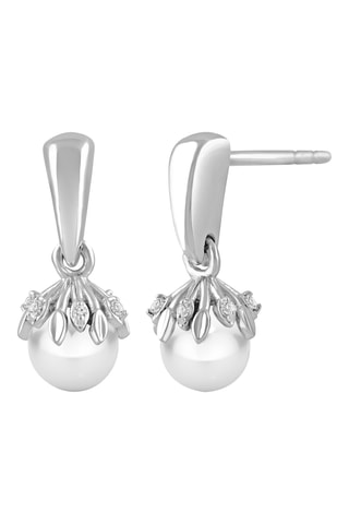 Pendientes - Oro blanco, diamantes y perlas cultivadas de agua dulce