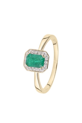 Anillo - Oro amarillo, esmeralda y diamantes