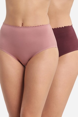 2 bragas de talle alto Body Touch - Rosa y burdeos - Dim