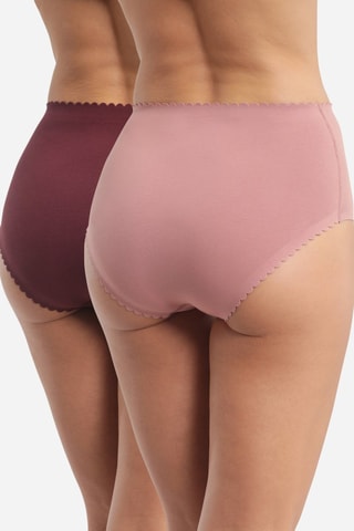 2 bragas de talle alto Body Touch - Rosa y burdeos - Dim