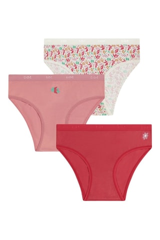 3 bragas Pockets Coton - Blanco, rosa y rojo - Dim