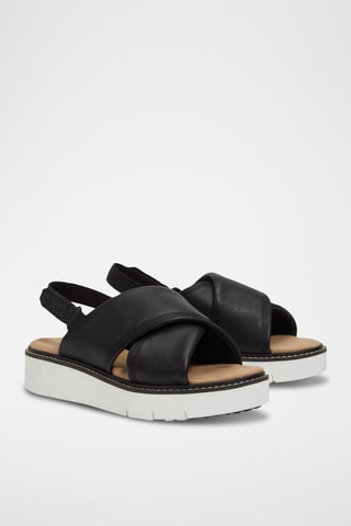 Sandalias de piel con plataforma - Negro