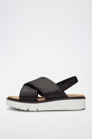 Sandalias de piel con plataforma - Negro