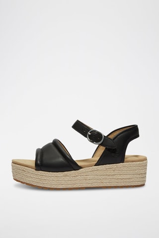 Sandalias de piel con plataforma - Negro