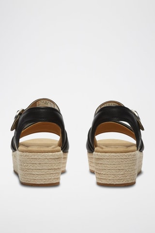 Sandalias de piel con plataforma - Negro