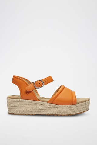Sandalias de piel con plataforma - Naranja