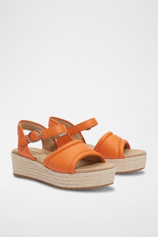 Sandalias de piel con plataforma - Naranja