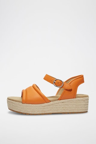 Sandalias de piel con plataforma - Naranja