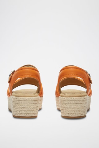 Sandalias de piel con plataforma - Naranja