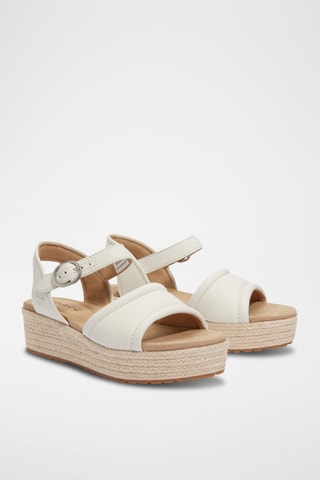 Sandalias de piel con plataforma - Blanco